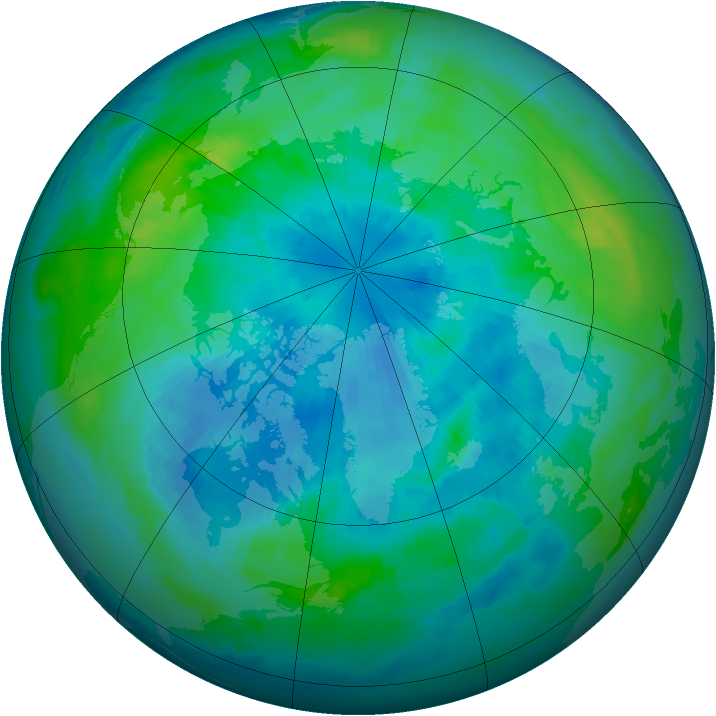 Arctic ozone map for 22 September 1996
